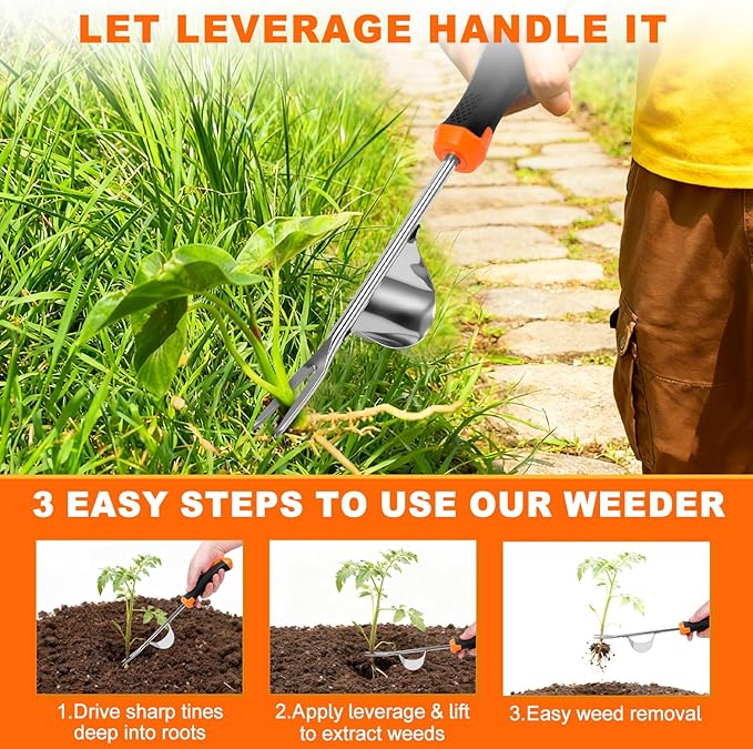 2025 Weed Puller Tool, 4 Pack New Garden Stainless Steel Weeder Tool Hand Weeder Tool,Multi-Purpose Weed Remover Tool Weeding Tools for Gardening