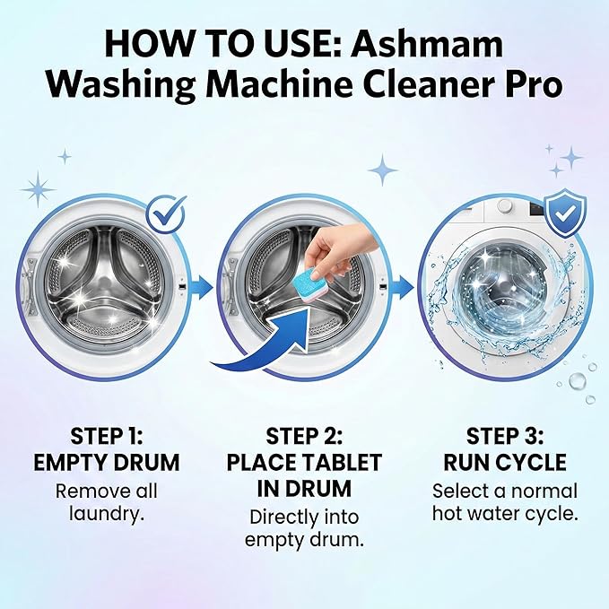Washing Machine Cleaner Tablets, 24 Pack 1 Year Supply – Deep Clean Washer Cleaner for Front Load & Top Load HE Machines, Removes Odor & Residue, Lavender Fresh Scent, Septic Safe