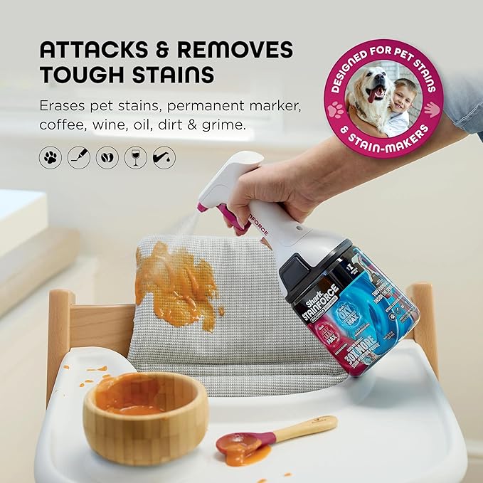 Shark StainForce Dual-Formula Refill Cartridge with Reusable Spray Head, Stain & Odor Remover for Shark StainForce Portable Stain Cleaner, for Carpet, Area Rug, Upholstery, Cars, 16.9oz, HXCM500S