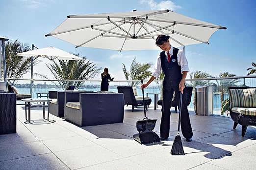 Rubbermaid Commercial Products Executive Series Lobby Pro® Upright Dust Pan with Cover, Long-Handle, Black, for Professional/Janitorial Debris Collection from Indoor Floors/Hardwoods