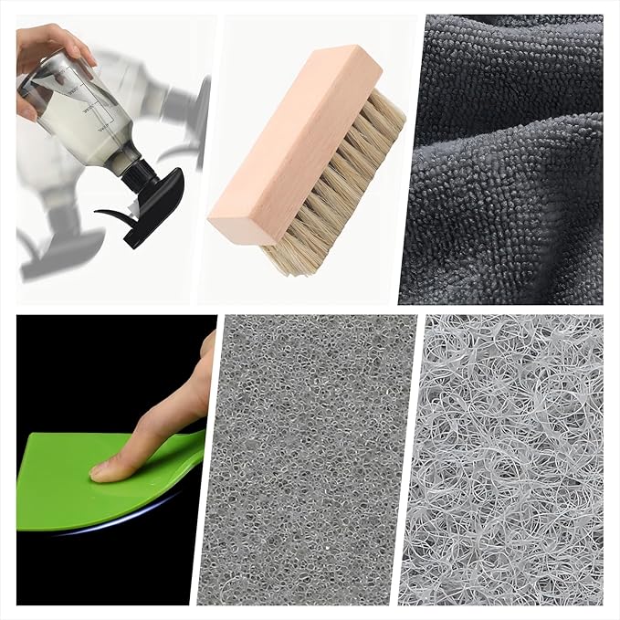7 Pcs Headstone Cleaner Kit for Grave Cleaning Gravestone Cleaner Grave Granite Includes Microfiber Cloth Spray Bottle Bristle Brush Headstone Sponge Disposable Gloves Plastic Scraper