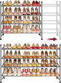 Tajsoon Expandable Shoe Rack for Closet 4 Tier, 29“-41“Adjustable & Stackable Shoe Shelf Storage, Metal Shoe Rack Organizer for Front Door Entrance, Closet, Garage, Entryway, Grey