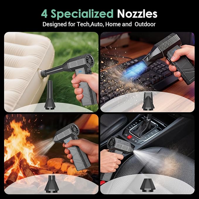 YOTON Compressed Air Duster 110,000 RPM, Cordless Electric Air Duster Replaces Canned Air Spray, Rechargeable 3-Gear Keyboard Cleaner, Air Blower for Computer, Laptop, Camera, Car & Outdoor