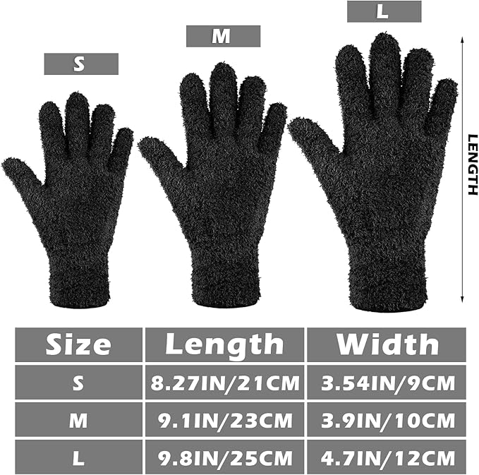 Patelai 3 Pairs Microfiber Plant Dusting Gloves Leaf Cleaning Gloves for Indoor Plants, Blinds, Furniture, House (Black,Small)