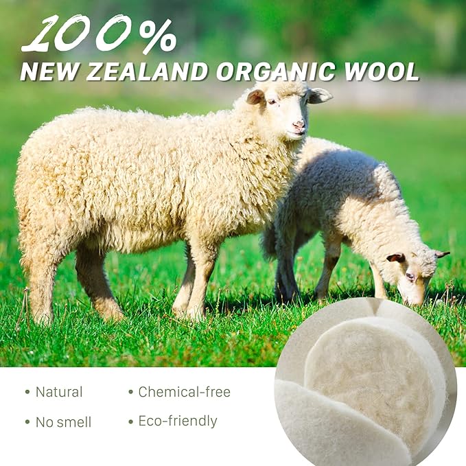 Wool Dryer Balls 6 Pack XL Laundry Dryer Balls,New Zealand Wool Natural Organic Fabric Softener,Shorten Drying Time, Baby Safe,Reduce Wrinkles