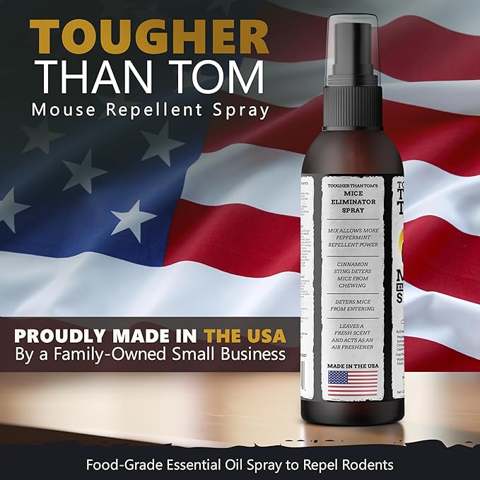 Tougher Than Tom Mouse Repellent Spray – 3 Pack - 8 fl oz Premium Cinnamon and Peppermint Oil Spray for Rodents – Effective Mouse Repellent Indoor Spray – Mice Deterrent Spray – All-Natural Formula