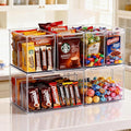 Clear Plastic Storage Bins with Dividers for Kitchen Pantry Organization, 6 Pack Thicken Stackable Storage Drawer Boxes for Refrigerator Cabinets Vanity Organizers and Storage, C6-3