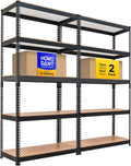 HOMEDANT 35.9" W 5 Tier Heavy Duty Garage Shelving Adjustable Metal Rack Storage Shelves Standing Shelf Unit Organizers Pantry Closet Black 2Pack