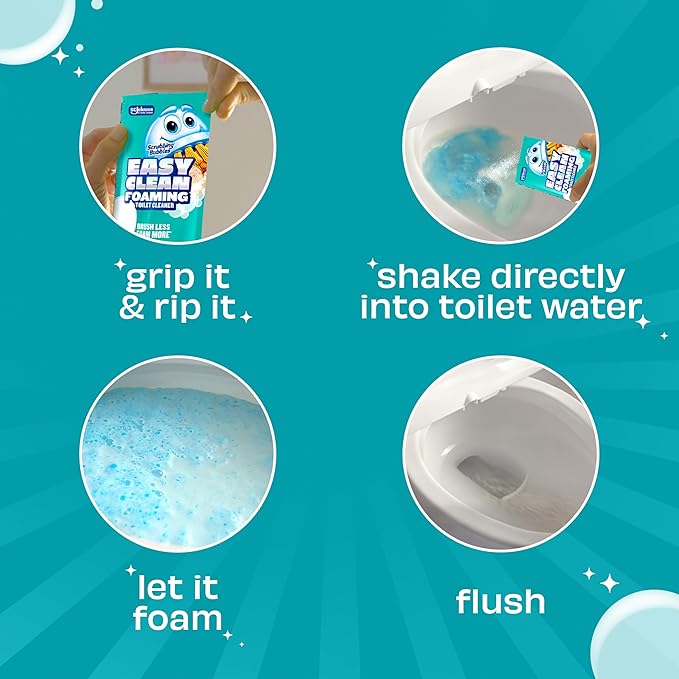 Scrubbing Bubbles Easy Clean Foaming Toilet Bowl Cleaner, Easy Drop In Powder Pouches, 100g (2 Pouches) (Pack of 6)