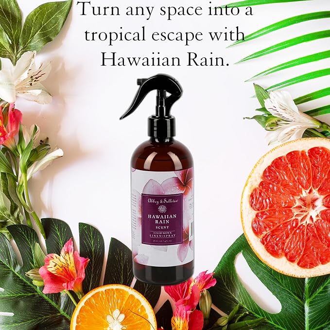 Abbey & Sullivan Linen Spray, Hawaiian Rain, Fabric Freshener and Fragrance Room Spray, Pack of 2, 16 oz