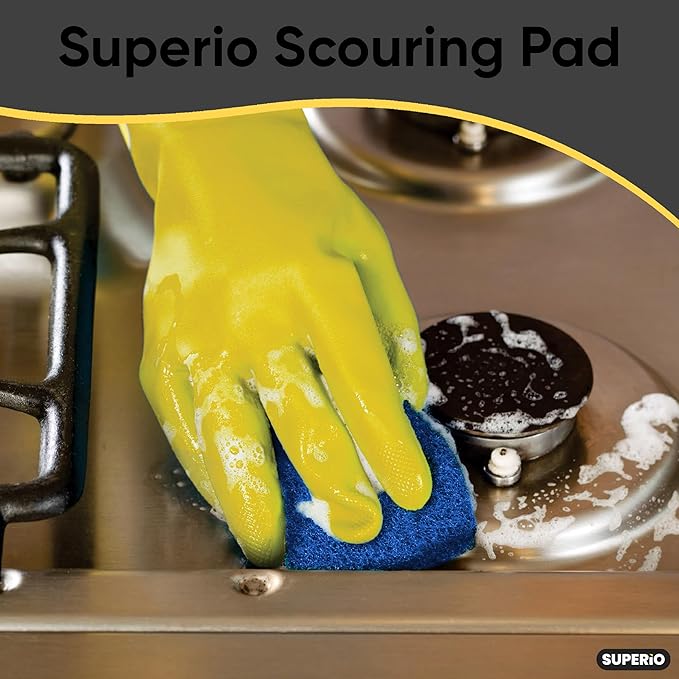 Scouring Pad Non-Scratching Scrubber Non-Scratch Cleaning Scrub Pads Heavy Duty Scouring Pad Reusable Kitchen Scrubbing Pad Pack of 18 Blue, by Superio