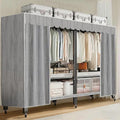 Heavy Duty Portable Closet with Cover Foldable Covered Clothes Rack for Hanging Clothes Armoire Wardrobe Closet System Freestanding Coat Storage Garment Racks (light gray（65.9in）)