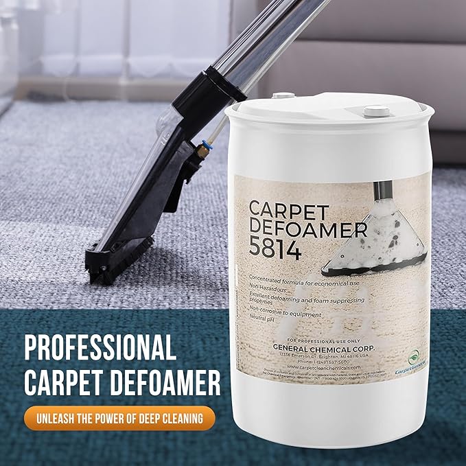 Carpet Defoamer 5814 -Foam Suppressant for Deep Rug Cleaner Machine & Floor Covering Shampooer for a Heavy-Duty Carpet Cleaner Solution, Neutral Non-Corrosive Silicone Emulsion 55 Gallon