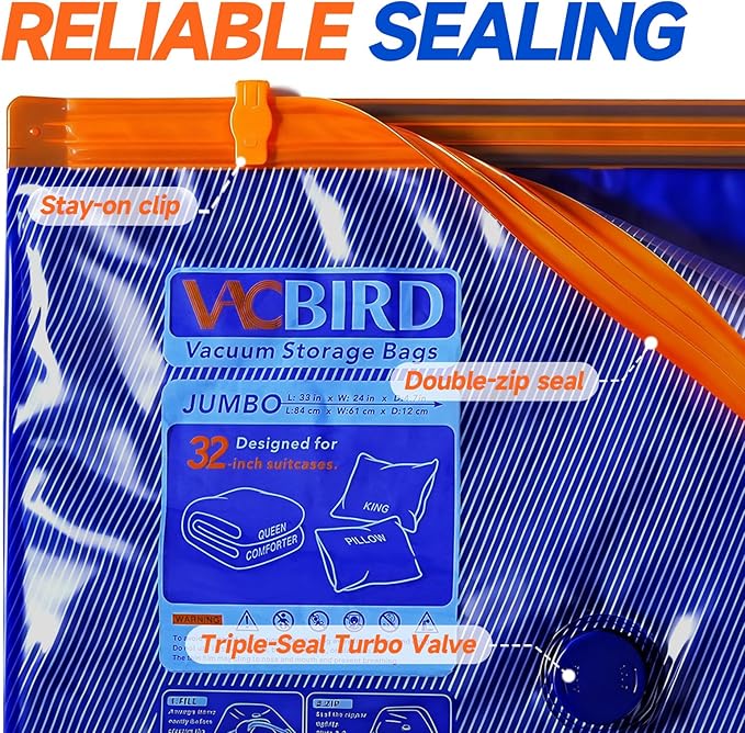 Vacbird Vacuum Storage Bags with Rechargeable Cordless Pump,21 Pack 3 Size Compression Packing Cubes Seal Bags, Space Saver for Clothes and Clothing Blankets Organization Space Saving
