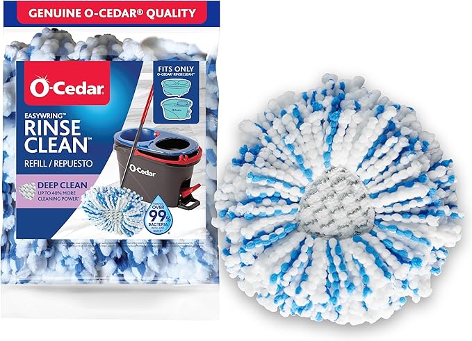 O-Cedar Genuine RinseClean Deep Clean Spin Mop Head Replacement (1-Pack) | 40% More Cleaning Power | Microfiber Refill | Machine Washable | Compatible with O-Cedar EasyWring RinseClean Spin Mop System