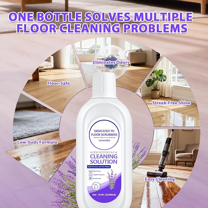 Floor Cleaning Solution Compatible with Tineco – Lavender Floor Cleaner – Long-Lasting, Fresh & Crisp Scent – For All Cordless Wet/Dry Vacuum Mop Cleaner & Robot Vacuums with Mopping (2 Bottle)