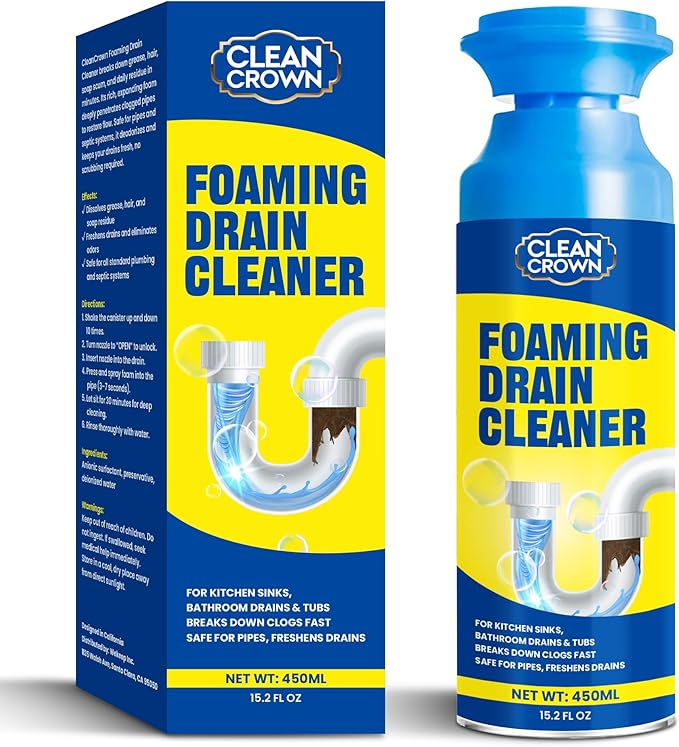 Foaming Drain Cleaner, Drain Cleaner Foam, Powerful Sink Drains Cleaners Foam for Kitchen, Bathroom, Shower and Tub Drains, Clog Remover & Odor Eliminator with Active Foaming Formula
