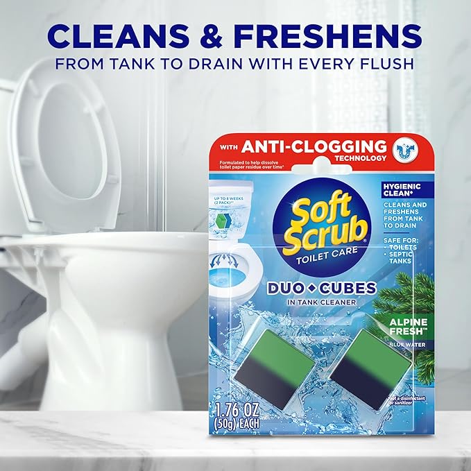 Soft Scrub In-Tank Toilet Cleaner Duo-Cubes, Alpine Fresh, 2 Count (7 Pack)