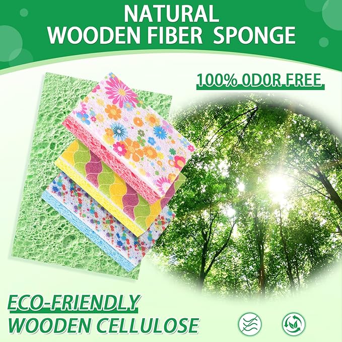 20 Pack Cleaning Scrub Colored Sponge Kitchen Sponges Colorful Non Scratch Dual Sided for Dishes, Pots, Pans, Multi Surface Household Cleaning