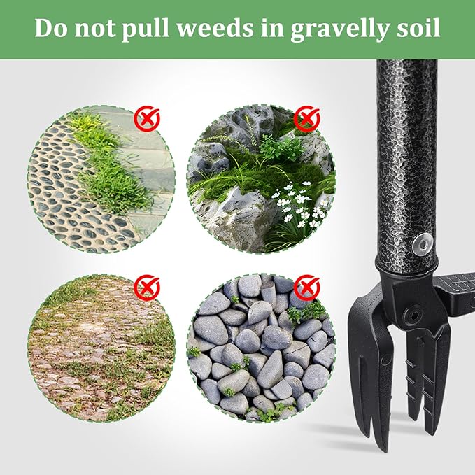 60” Stand Up Weed Puller Tool with Long Handle Reinforced 4-Claw Metal Head Manual Weeders Picker for Removing Dandelion Crabgrass from Garden Yard Lawn Without Bending or Kneeling