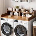 Garvee 54" Washer Dryer Countertop with 2-Tier Shelf, Wooden Laundry Countertop with Non-Slip Pad and Guard Rails, Washer and Dryer Topper for Laundry Room Organization