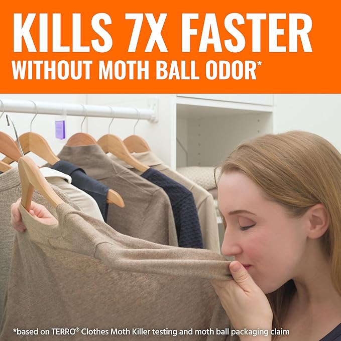 TERRO Clothes Moth Killer – T2903 3 Pack | Kills Adult Clothes Moths, Larvae and Moth Eggs | No Moth Balls Odor