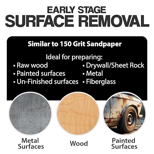 6" x 9" Non-Woven Surface Prep Scuff Pads for Wood, Metal, Surface Removal, Paint Stripping, Rust Removal, Deburring, Very Coarse Abrasive Pad for Woodworking - 150 Grit - 10 Pack (Black)
