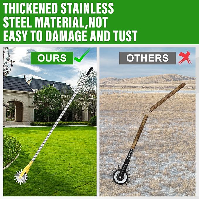 Wheel Rotary Edger，Edger for Lawn Edges Alongside Sidewalks & Driveways，with A 58-Inch Adjustable Handle, Ideal for Enhancing The Beauty of Sidewalks, Driveways, and Garden Lawn Edges