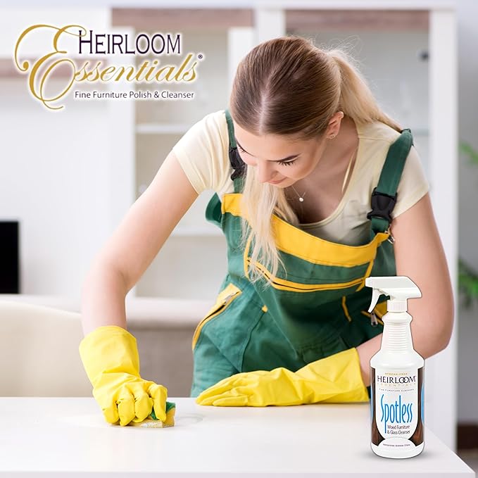 Heirloom Essentials Spotless Multisurface Cleaner Spray - Wood Cleaner Spray - Wood Furniture Cleaner & Glass Cleaner - Natural Window Cleaning Spray - Natural Wood Cleaner & Other Surfaces (32 oz)