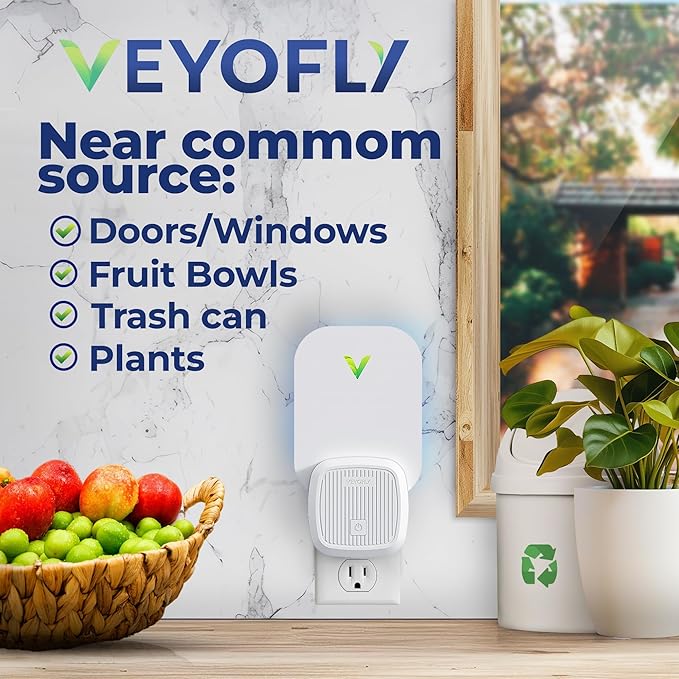 VEYOFLY Fly Trap Indoor, Fruit Fly Traps for Indoors Flying Insect (2 Device + 6 Refills) Gnat Traps for House Indoor, Bug Zapper Indoor, Gnat Killer Catcher & Fruit Fly Killer Light Plug in