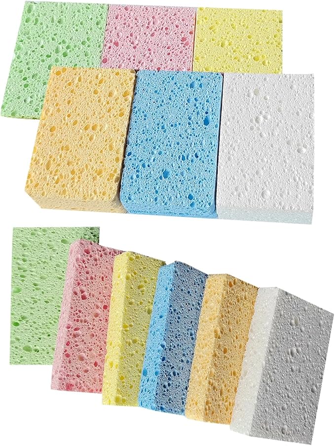 12 Pack Kitchen Natural Cellulose Sponges, Color Sponge, Dishwashing Sponges, Car Washing Sponge, Suitable for Kitchen and Bathroom,Car,Household, Children's Fun Cutting DIY.