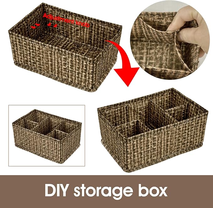 VERONLY Cosmetic Storage Bins Makeup Organizer, Adjustable Multifunction Storage Box Desk Drawer Divider for Makeup Brushes, Bathroom Countertop or Dresser, Set of 4