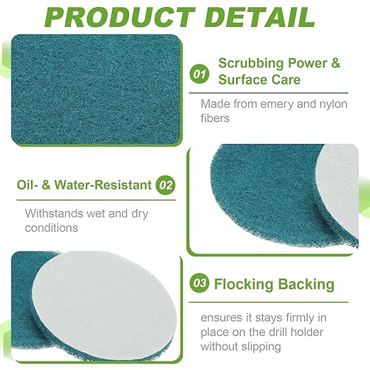 Power Scrub Pads, Scrubbing Pads 1500 Grits Scouring Discs - Fitting for (Home Kitchen Cleaning - Drill Attachment - Scrubber Replacement) 8 Pcs & 4 Inch & Blue