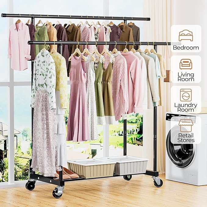 Abiglifty Double Rods Clothes Rack