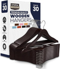 Utopia Home Premium Wooden Hangers 30 Pack - Durable & Slim Coat Hanger - Suit Hanger with 360-Degree Rotatable Hook - Wood Hangers with Shoulder Grooves (Brown)