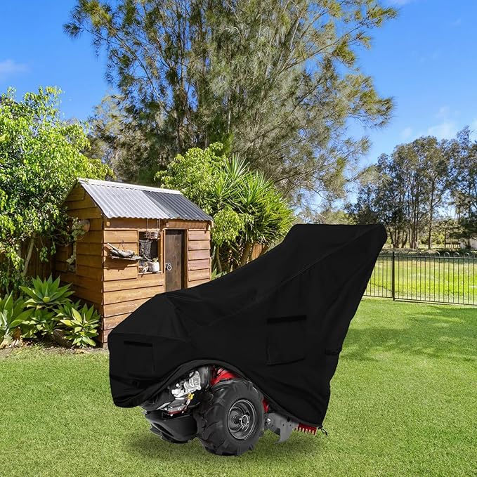 Okcool Gas Rototiller Cover, Universal Waterproof Heavy Duty 600D Rear Tine Tiller Cover with Air Vent (Black)