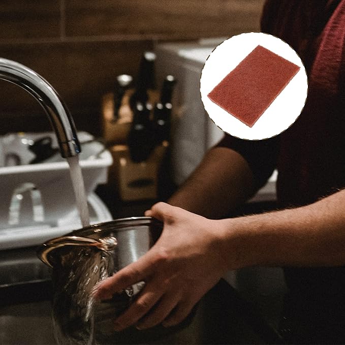 12pcs Red Scouring Pads, Heavy Duty Scour Pads Multipurpose Scour Pad Reusable Scrubbing Pads with Anti Grease Technology for Kitchen Scrubber Sink Dish Cleaning Metal Grills