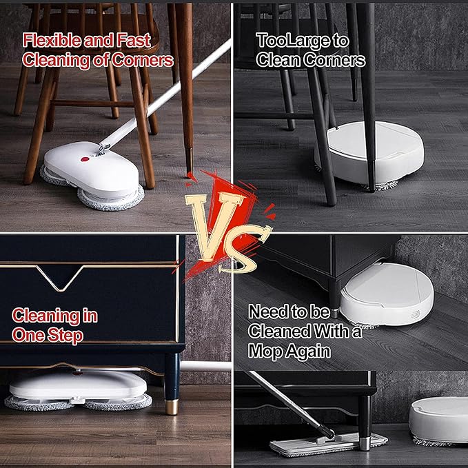 Cordless Electric Spin Mop Power Mop with 4 Floor Scrubber Pads/Automatic Cleaning Bucket/Water Sprayer,Lightweight & Rechargeable,Suitable for Wooden, Marble, Tile, Hardwood Floor.