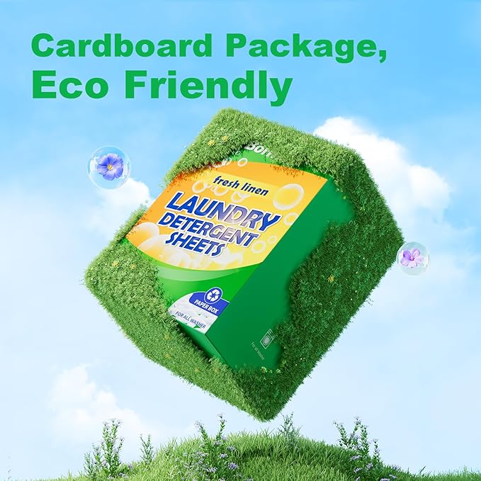 Laundry Detergent Sheets Fresh Scent 300 Loads No Plastic Jug, Home Laundry Sheets for Family150 Count