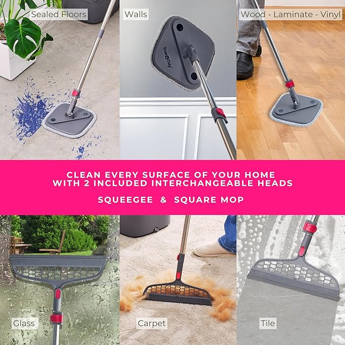 Square Spin & Bucket Smart Floor Mop with Separate Compartments for Clean and Dirty Water, Self Cleaning (Mop Bucket with Squeegee Sweeper)