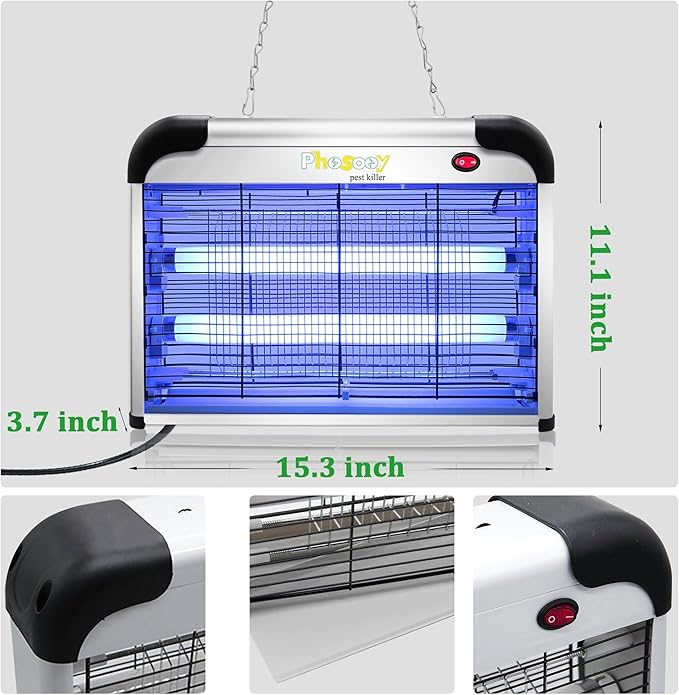 Electric Bug Zapper, 2800V High Grid Indoor Mosquito Killer with 20W Lamps, Plug-in Hanging Insect Trap for Mosquitoes, Moths, Gnats, Flies and Flying Insects Indoor Use