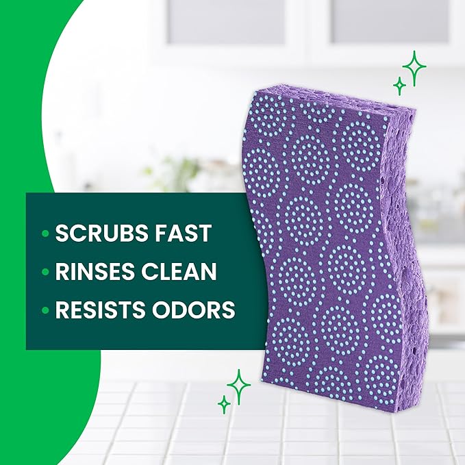 Scotch-Brite Scrub Dots Non-Scratch Scrub Sponge, Rinses Clean, For Washing Dishes and Cleaning Kitchen, 9 Packs of 4 Sponges (36 Total)