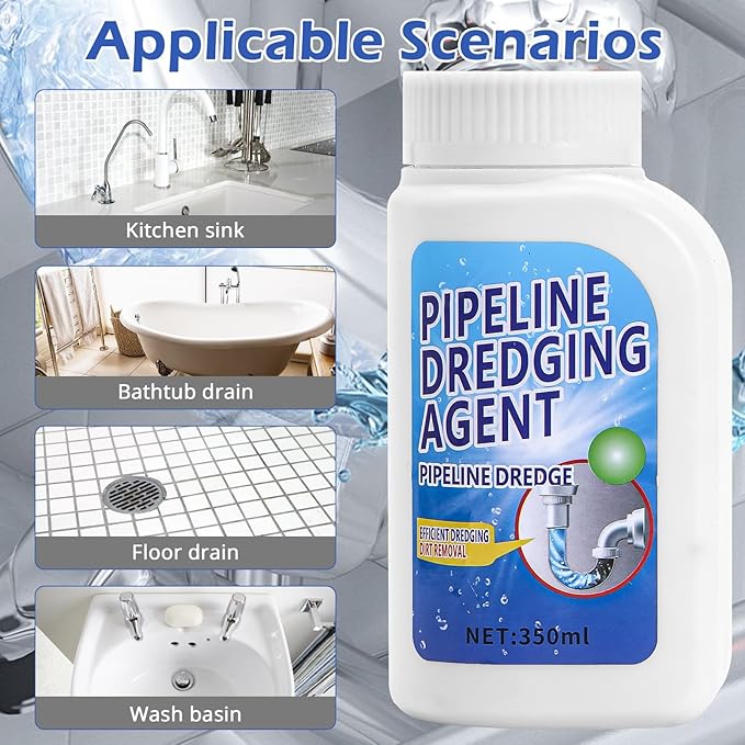 Pipeline Dredging Agent-Drain Clog Remover, 350ml Kitchen Unblocker,Powerful Pipe Unclogger Powerful Sink,Unclog Toilet Clog And Kitchen Sink Pipe Unblocker Powder (Pack of 1)