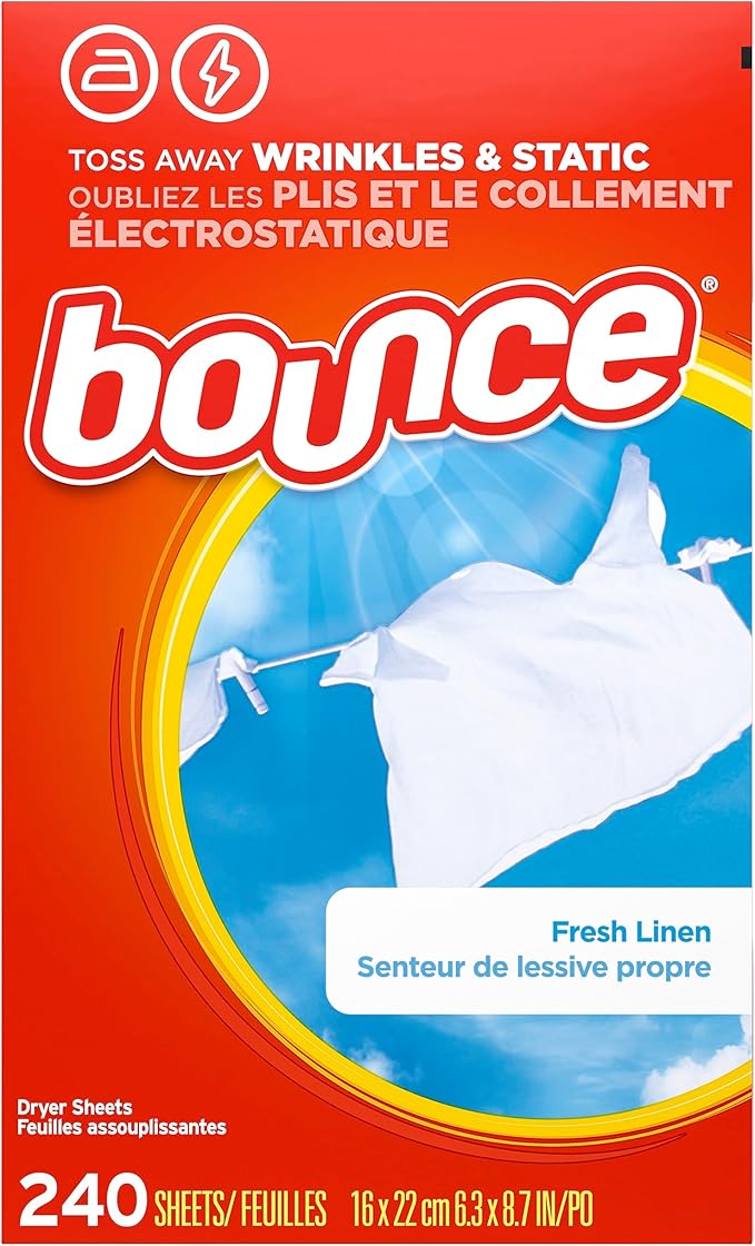 Bounce Fabric Softener Sheets, Fresh Linen Scent, 240 Count (Pack of 2)