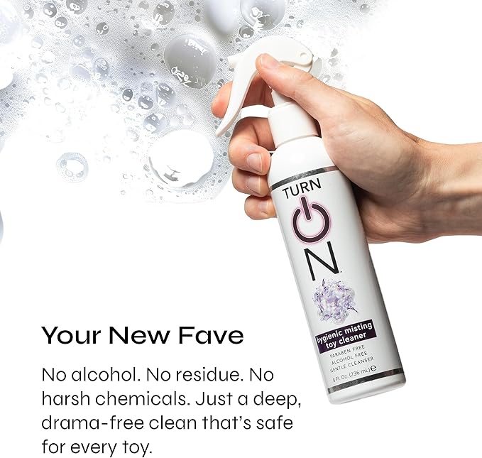 Turn On Hygienic Misting Toy Cleaner, 8 Ounce All Purpose Alcohol Free Gentle Cleansing Spray, No Harsh Chemicals Safe for All Toys and Surfaces, Paraben Free & Sulfate Free