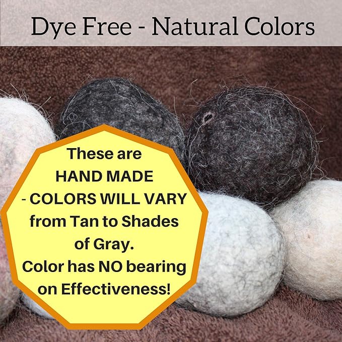 100% Natural Alpaca Dryer Balls | Organic Fabric Softener | Static Reducer | Hypoallergenic | Sustainable | Toxin Free | Handmade in USA | Reusable