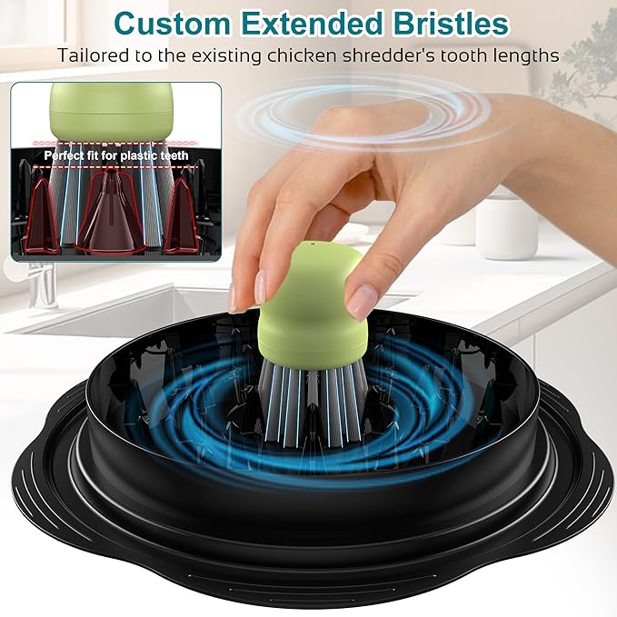 Mini Dish Brush for Cleaning Chicken Shredder, Palm Brush Dish Scrubber with Ergonomic Grip, Kitchen Brush for Washing Dishes, Pans, Pots, Sink (2, Matcha)