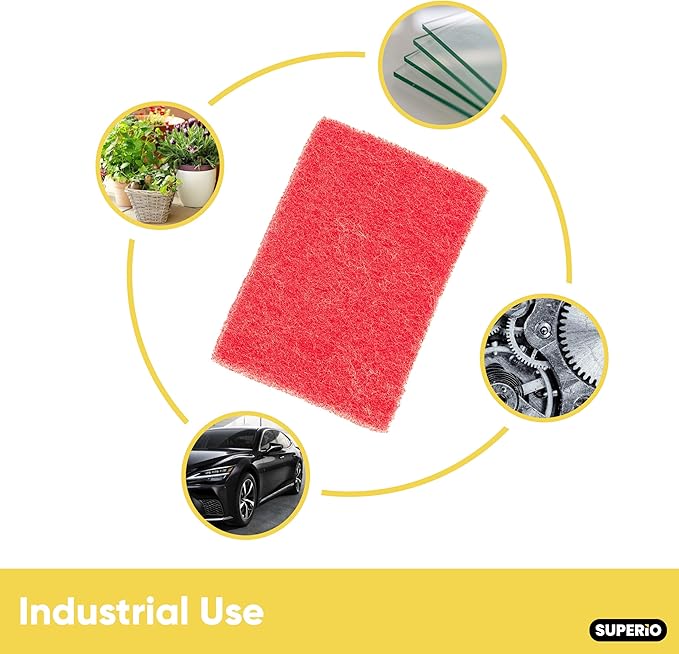 Scouring Pad Non-Scratching Scrubber Non-Scratch Cleaning Scrub Pads Heavy Duty Scouring Pad Reusable Kitchen Scrubbing Pad Pack of 12 Red, by Superio