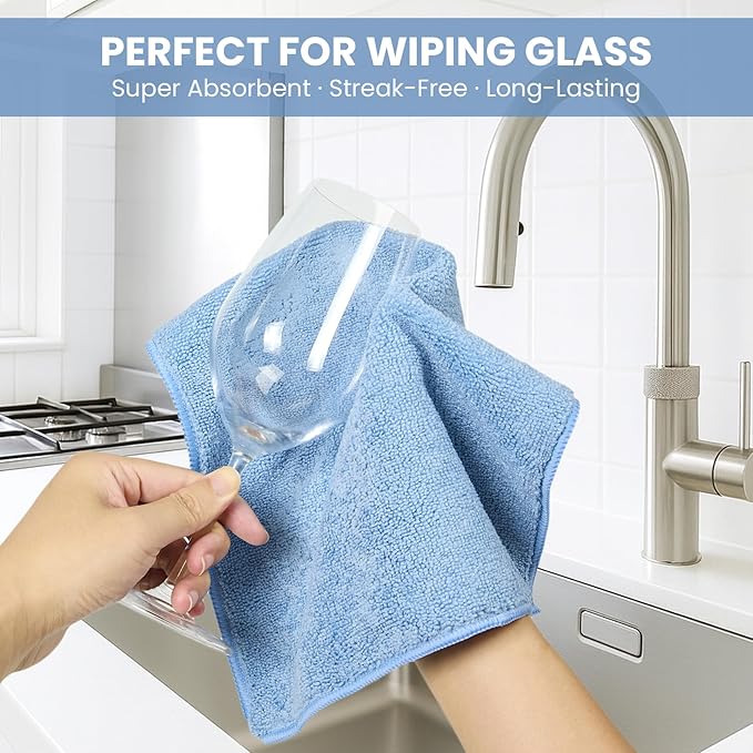 Microfiber Cleaning Cloth, 100 Pack Assorted Color Cleaning Rags for Housekeeping, Colorful Reusable Microfiber Towels for Car, Kitchen, Bathroom and Household Cleaning Supplies, 11.8"X11.8"