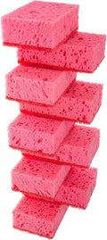 Pink Multi Use Scrub Sponges. Made in Europe. 9 Pack, 4.3x2.8x1.4 inches. Odorless Heavy Duty & Non Scratch Fiber. Durable and Delicate Scrubber for Kitchen & Bathroom, Housekeeping & Outdoors